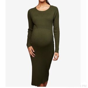 Olive greeen ribbed maternity dress